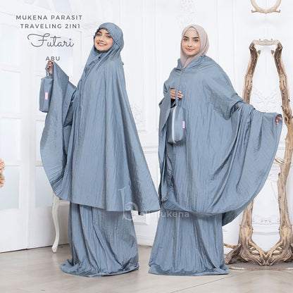 Futari Premium Travel 2in1 Plain Parachute Adult Mukena Muslim Prayer Dress