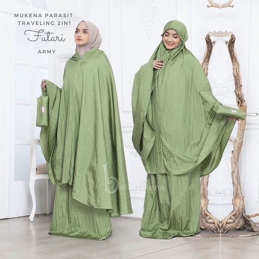 Adult Mukena Premium Plain Parachute Traveling 2in1 Futari Muslim Prayer Dress
