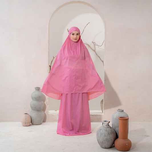 Adult Arimbie Mukena Mini 2in1 Plain Parachute Premium Korea Travel Muslim Prayer Dress