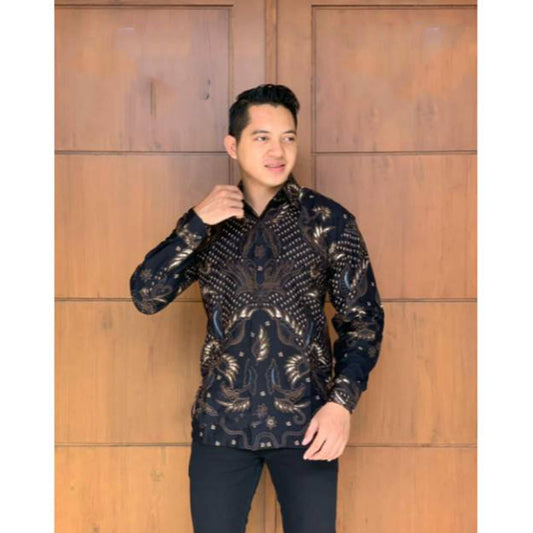 Arieswara Men's Long Sleeve Modern Premium Double Lined Batik Shirt