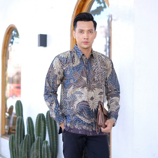 Adiguna Men's Long Sleeve Premium Batik Shirt With Cotton Lining