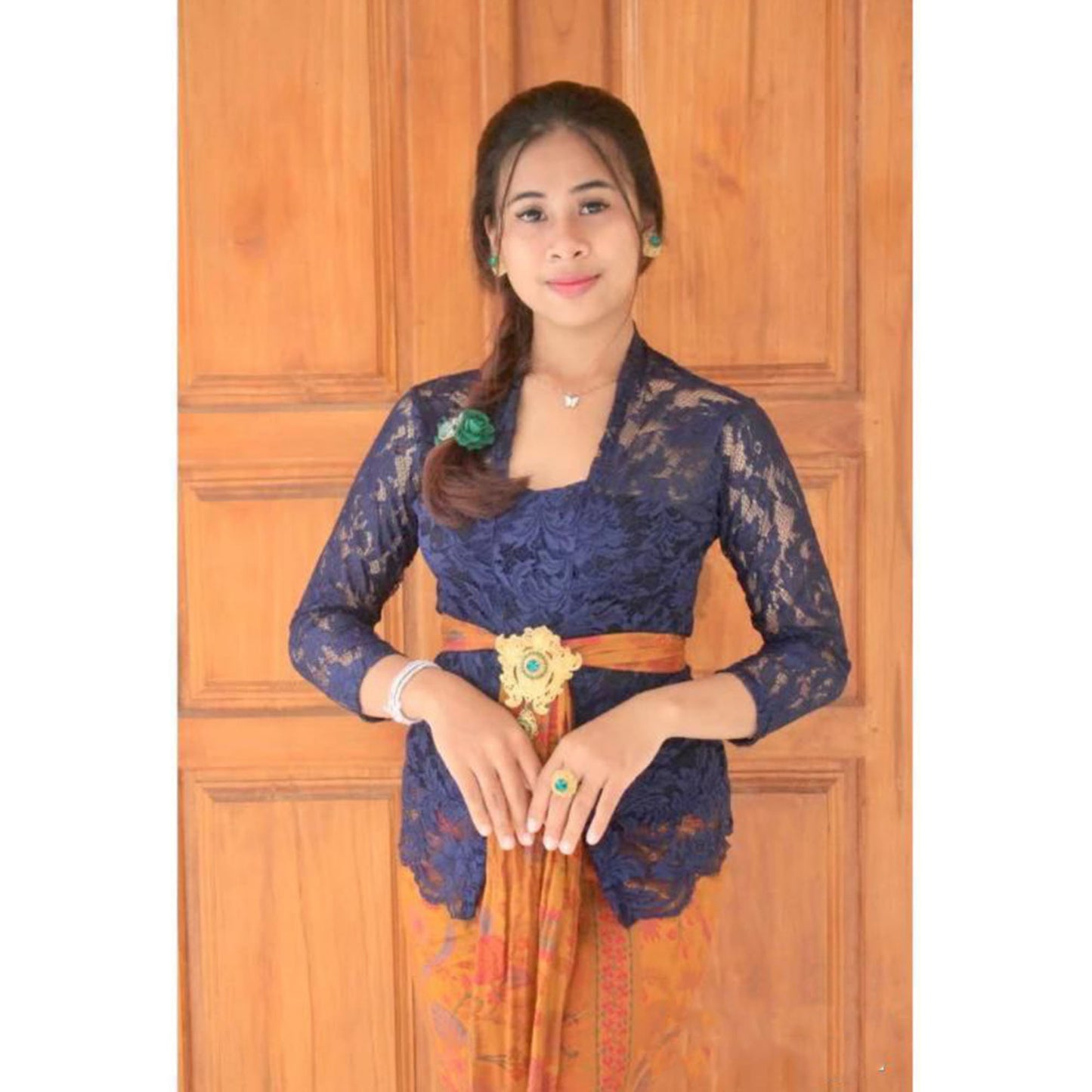 Traditional Balinese Women's Kebaya Set with Wrap Skirt Authentic Bali Style