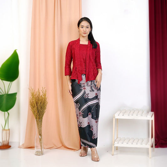 Modern Kutubaru Lace Kebaya Set Complete Outfit with Skirt