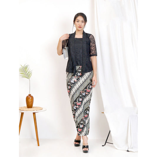 Modern Kutubaru Bali Kebaya Set Complete with Batik Skirt Made with Brocade Fabric