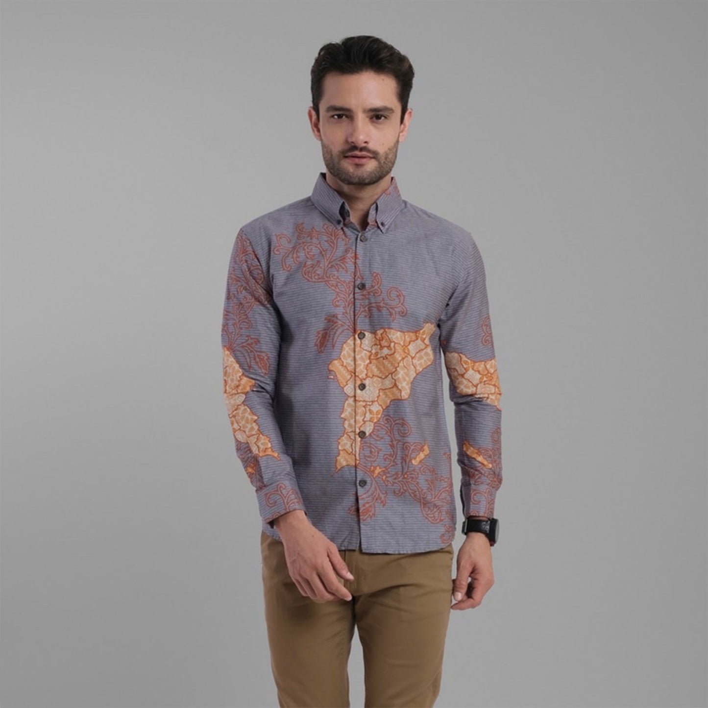 Slim Fit Long Sleeve Batik Shirt Embrace Timeless Elegance with this Exquisite Batik Shirt