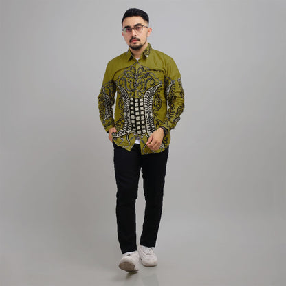 Long Sleeve Aceh Door Motif Batik Shirt Embrace the Traditions of Aceh with this Exquisite Batik Shirt