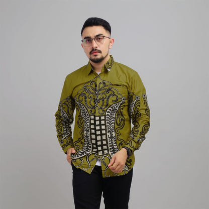 Long Sleeve Aceh Door Motif Batik Shirt Embrace the Traditions of Aceh with this Exquisite Batik Shirt