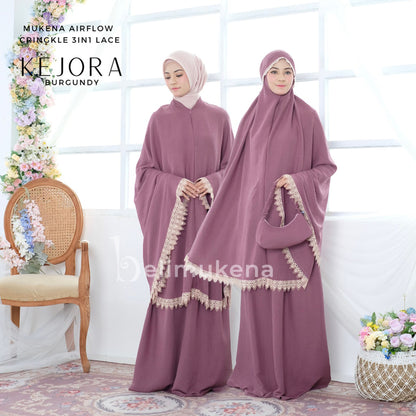 Airflow Crinkle 3in1 Lace Kejora Adult Mukena Muslim Prayer Dress