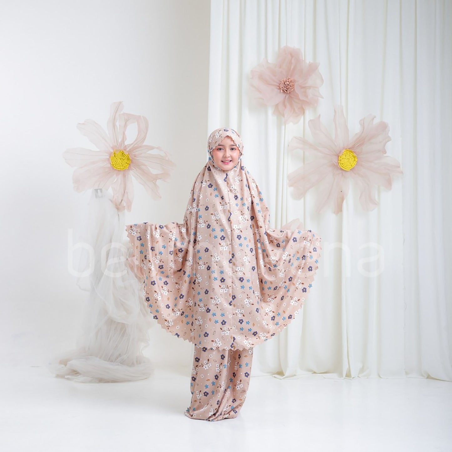 Brielle Laser Cut 2in1 Cotton Children's Mukena Muslim Prayer Dress