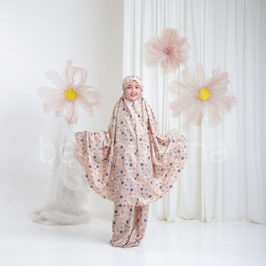 Brielle Laser Cut 2in1 Cotton Children's Mukena Muslim Prayer Dress