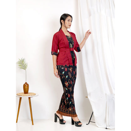 Short Sleeve Modern Graduation Kebaya New Batik Plisket Skirt Set