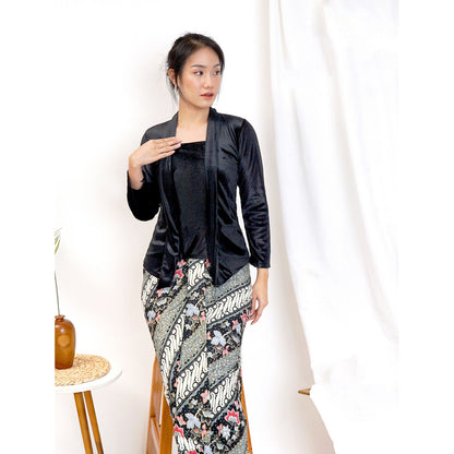 Velvet Batik Wrap Skirt Kebaya Set Modern Graduation Attire in Various Colors