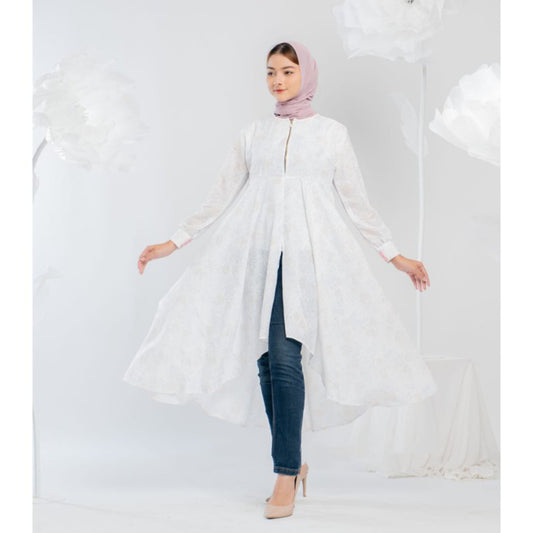 Aisyah Eid 2023 Long White Motif Tunic