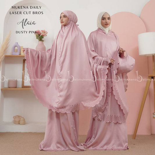 Adult Mukena Silky Daily Laser Cut Bros 2in1 Alaia Muslim Prayer Dress