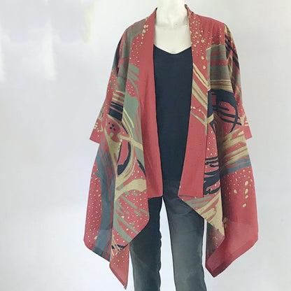 Asymmetric Outer Vest Batik Modern Women Jumbo Long Sleeve