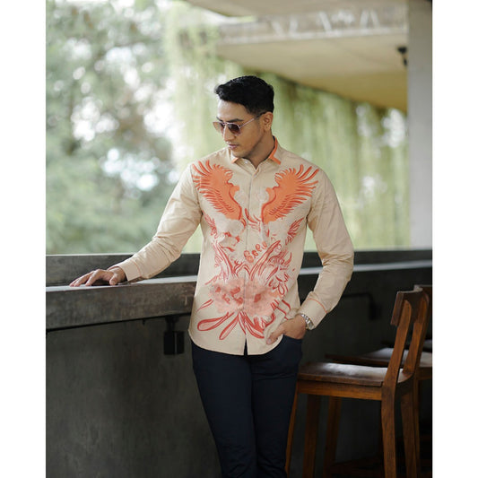 Batik Phoenix Utangga Contemporary Long Sleeve Batik Shirt For Men
