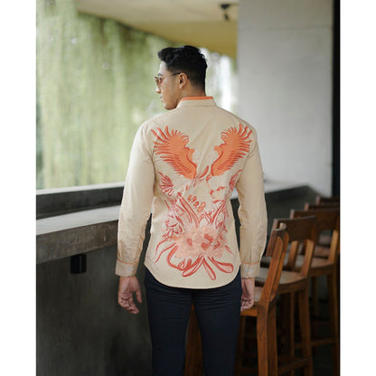Batik Phoenix Utangga Contemporary Long Sleeve Batik Shirt For Men