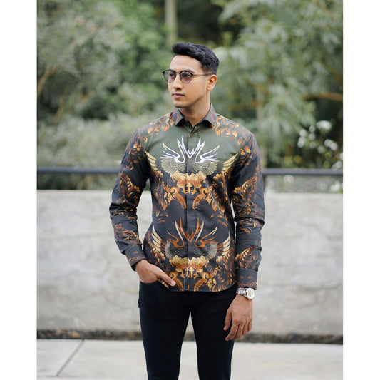 Batik Rekta Wirya Stylish Long Sleeve Modern Batik Shirt For Men