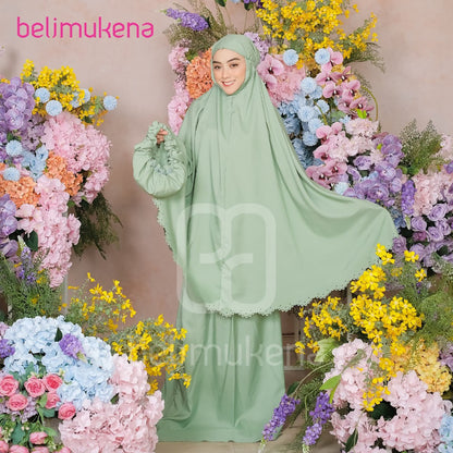 Belimukena Premium Mukena Travel Medium Laser Cut Muslim Prayer Dress