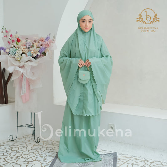 Mukena Mini Parachute Premium Korea 2in1 Daily Lasercut Travel Yuri Muslim Prayer Dress
