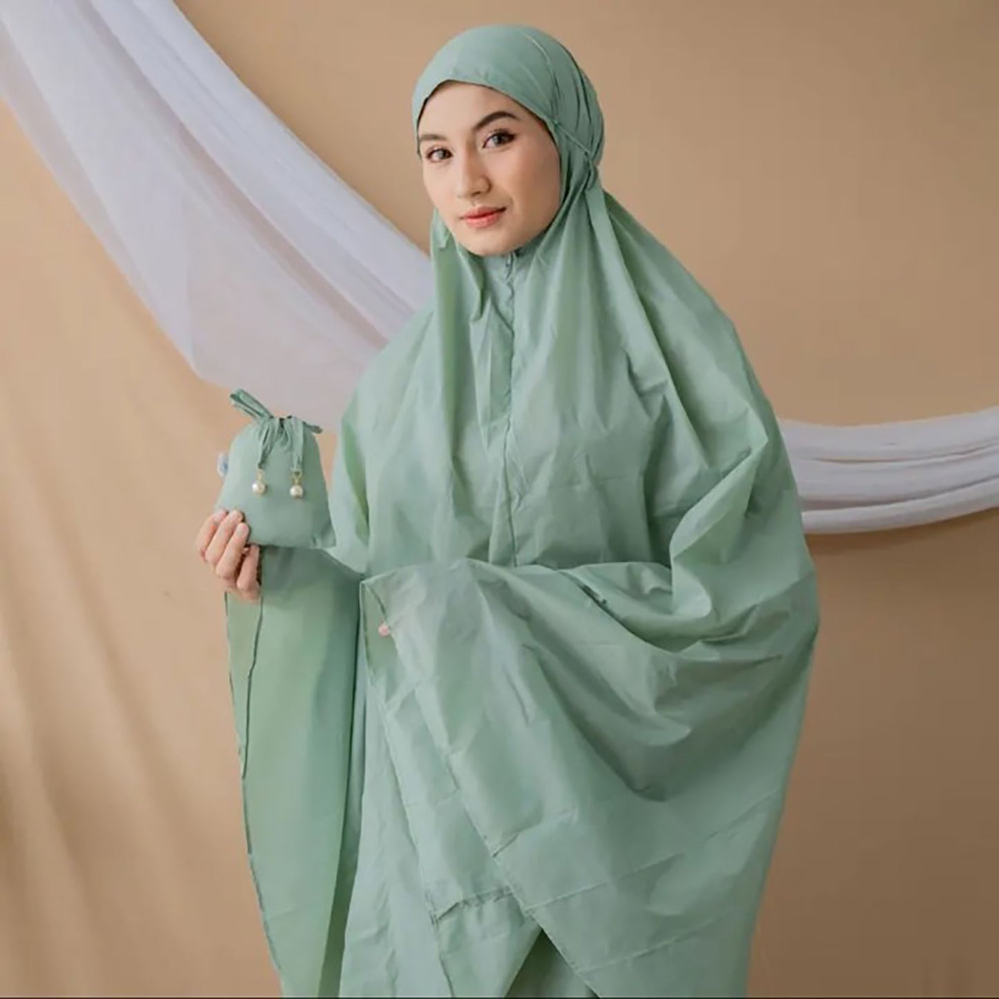 Adult Arimbie Mukena Mini 2in1 Plain Parachute Premium Korea Travel Muslim Prayer Dress