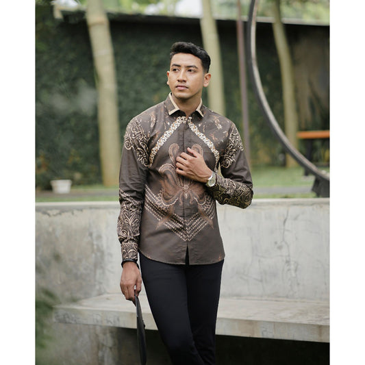 Gurdho Andaru Mensbatik Modern Long Sleeve Men's Batik Shirt For Young People