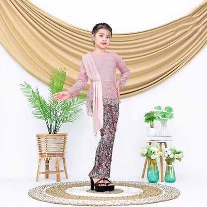 Children's Kebaya Set with Batik Plisket Skirt