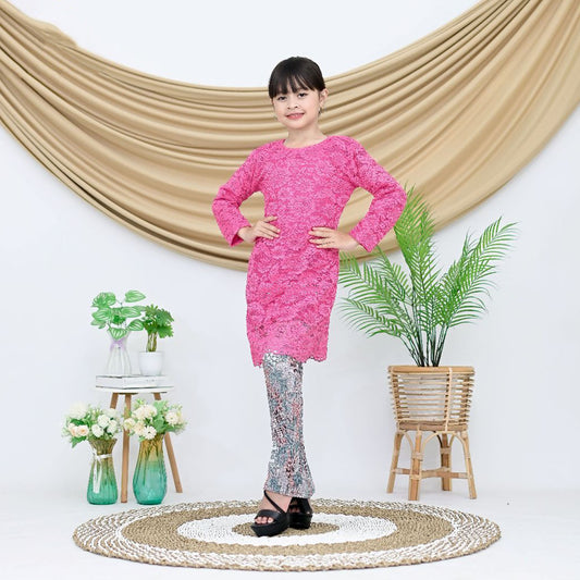 Children's Tunic Kebaya Suit with Pleated Skirt