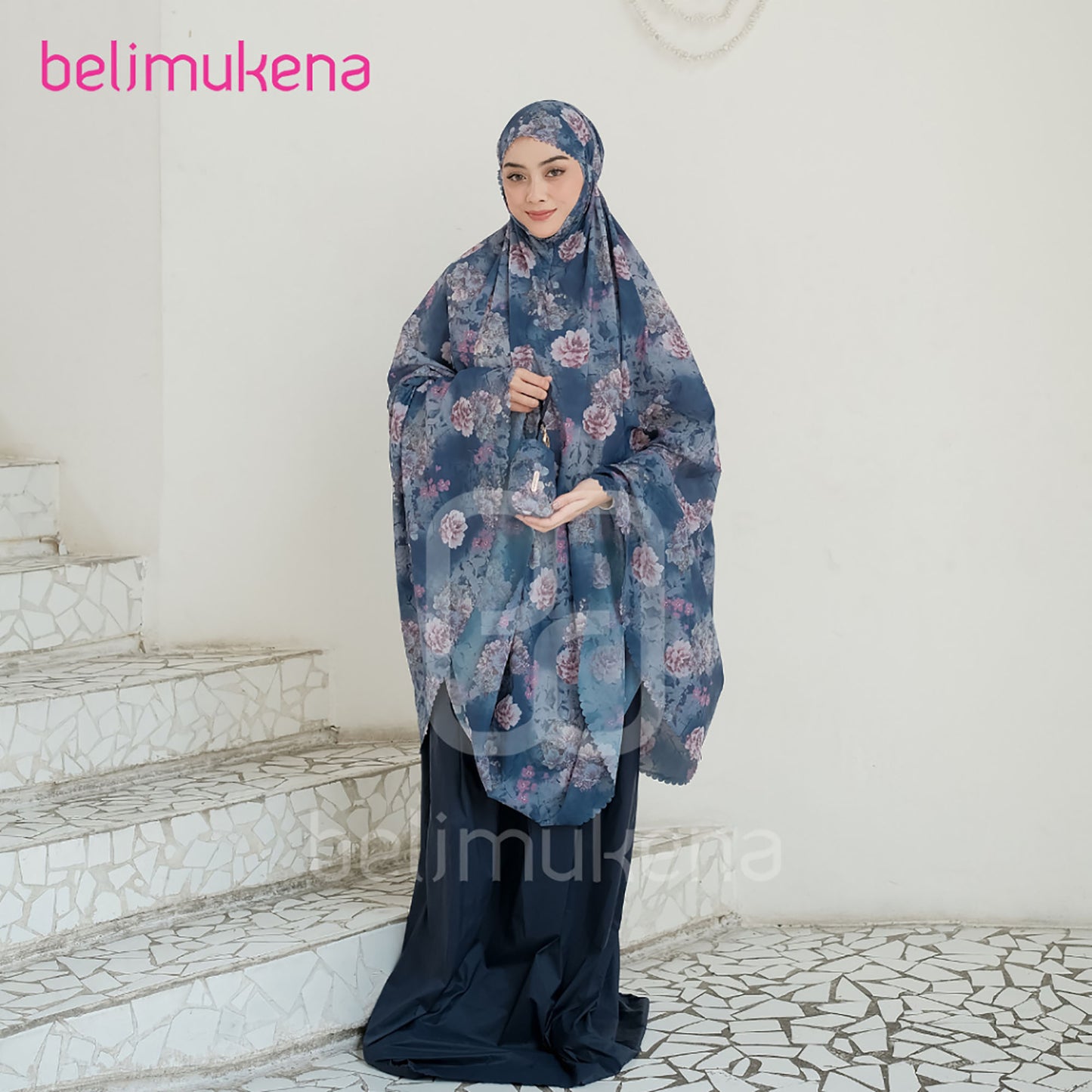 Korean Premium Mini Parachute Mukena 2in1 Daily Lasercut Travel Motif Muslim Prayer Dress