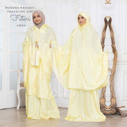 Adult Mukena Premium Plain Parachute Traveling 2in1 Futari Muslim Prayer Dress