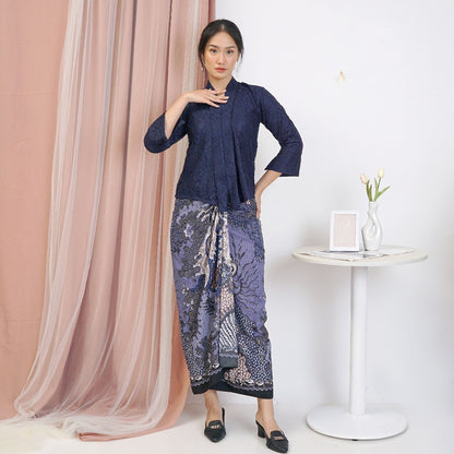 Kebaya Kutubaru Floy Set Floral Batik Wrap Skirt with Brukat Kartini