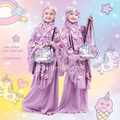 Children's Unicorn Mukena (Canvas Bag) Muslim Prayer Dress