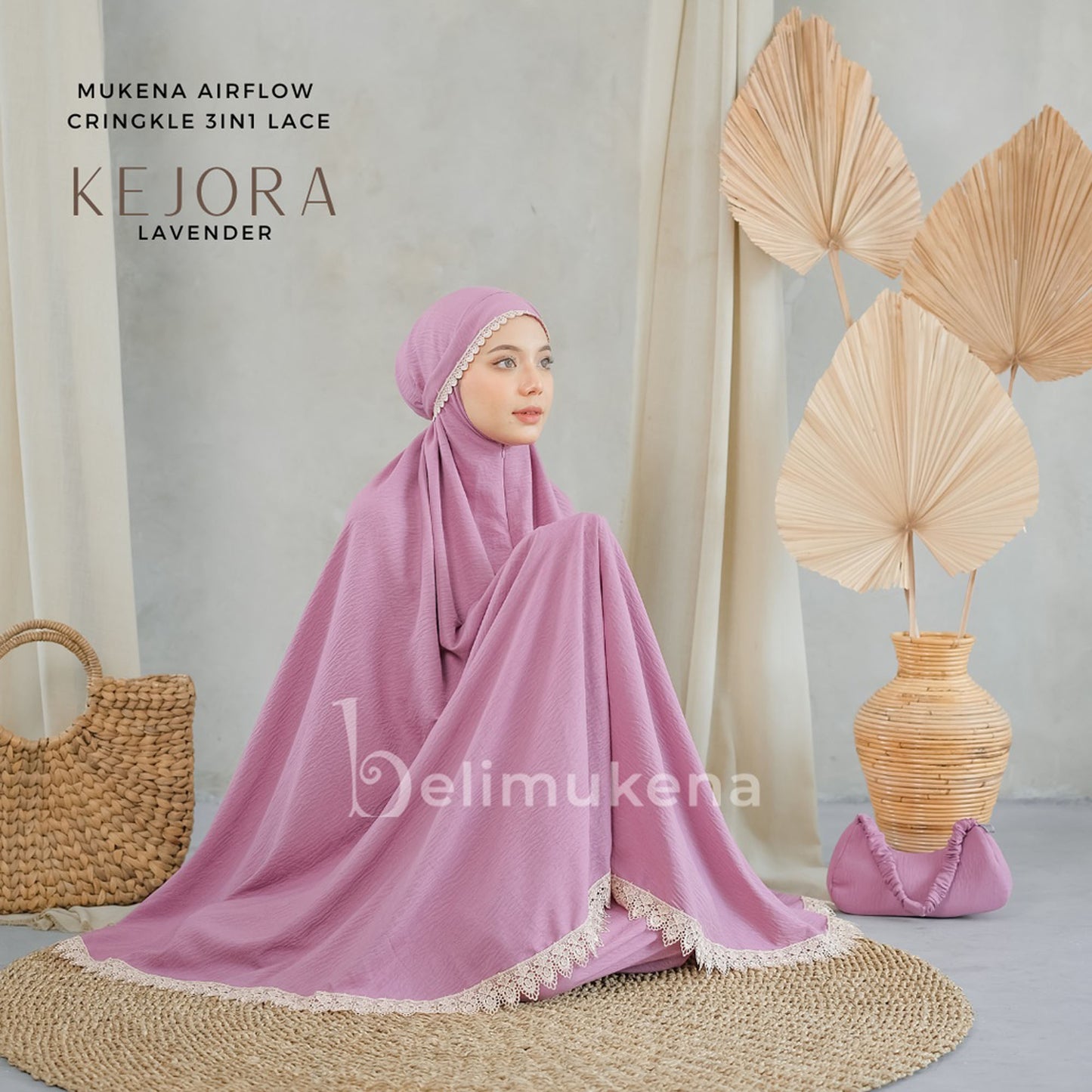 Mukena Adult Airflow Crinkle 3in1 Lace Kejora Muslim Prayer Dress