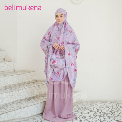 Adult Mukena Cotton Laser Cut Viola Motif Muslim Prayer Dress
