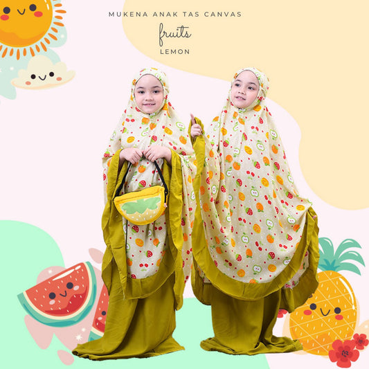 Children's Fruits Mukena Canvas Bag Muslim Prayer Dress