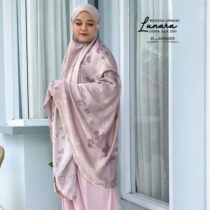 Adult Mukena 2in1 Silk Silky Premium Pattern Free Pouch Muslim Prayer Dress