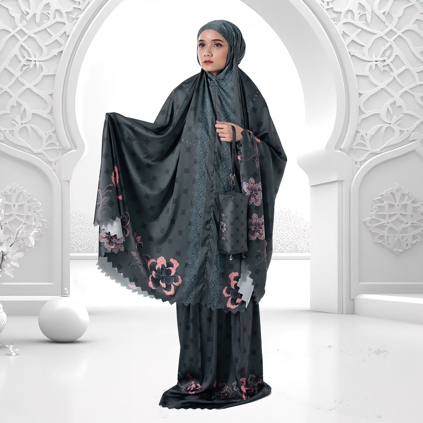 Adult Mukena Premium Travel 2in1 Luxurious Silk Fanel Jumbo Khanza Series Muslim Prayer Dress