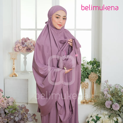 Premium Micro Cotton Travel Mukena Adult Mukena 2in1 Ribbon Muslim Prayer Dress