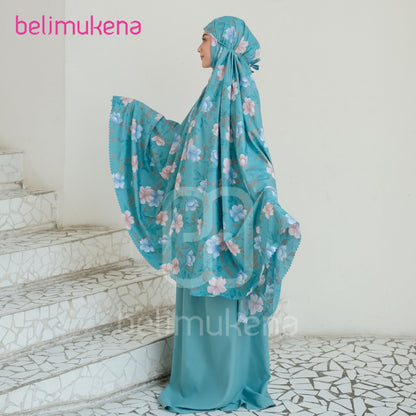 Adult Mukena Cotton Laser Cut Viola Motif Muslim Prayer Dress