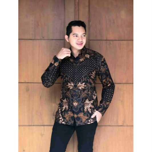 Perwira Men'S Long Sleeve Batik Shirt With Double Lining