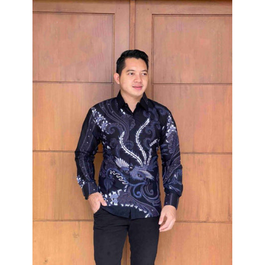 Adhisatya Modern Men's Long Sleeve Batik Shirt With Full Lining
