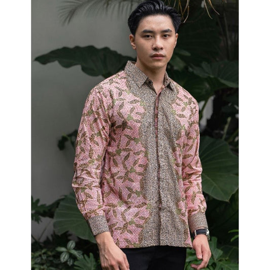 Badra Pink Men's Batik Shirt,Men Batik,Batik,Men Batik Skirt,Men'S Batik Shirts,Batik Shirts