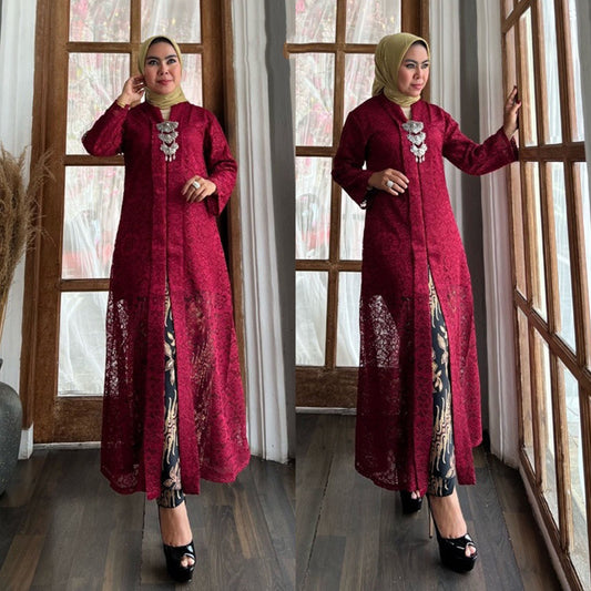 Modern Kebaya Suit with Long Brukat Tunic Party Kebaya