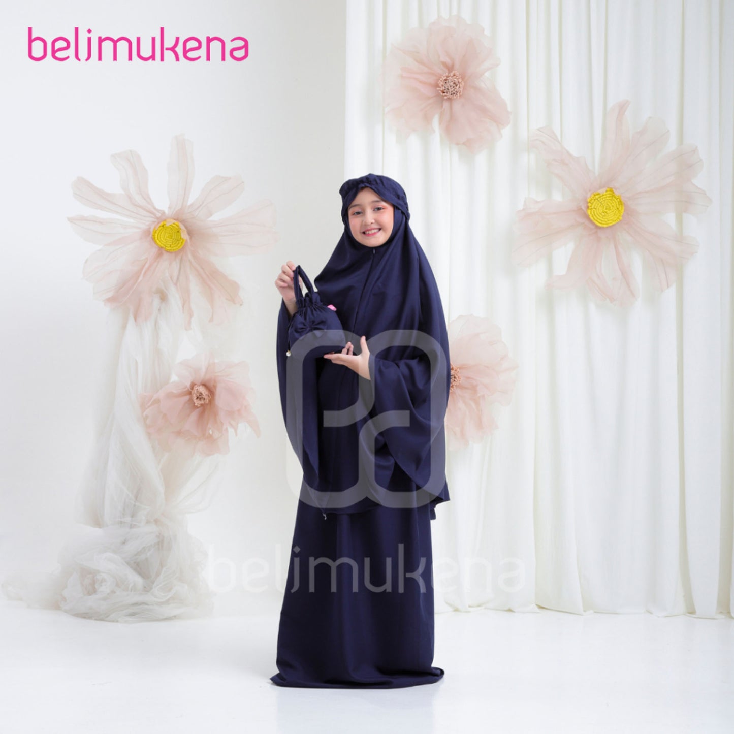 Kids Mukena Premium Micro Cotton Travel 2in1 Ribbon Kids Muslim Prayer Dress