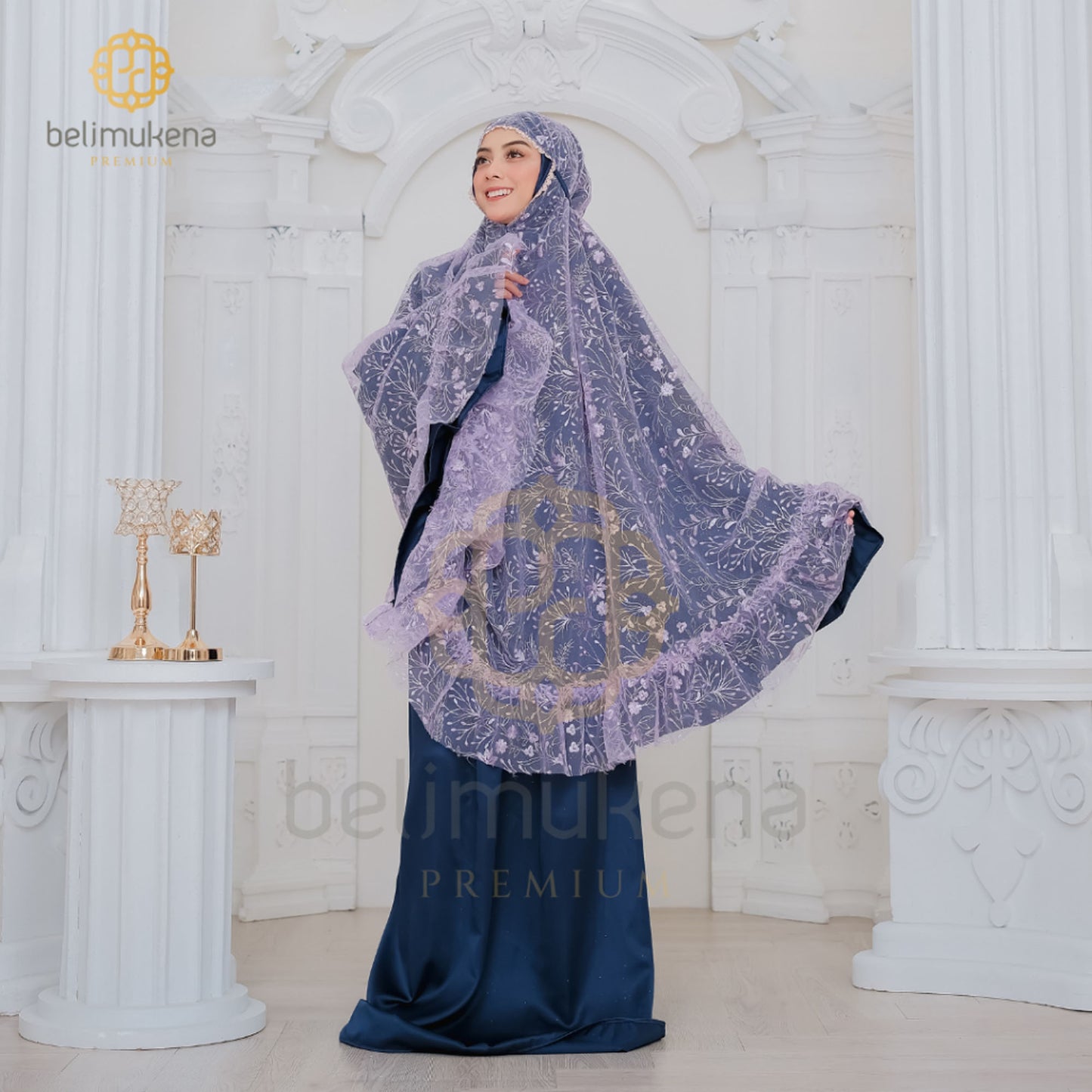 Adult Mukena 2in1 Seruni Brukat Tile Muslim Prayer Dress