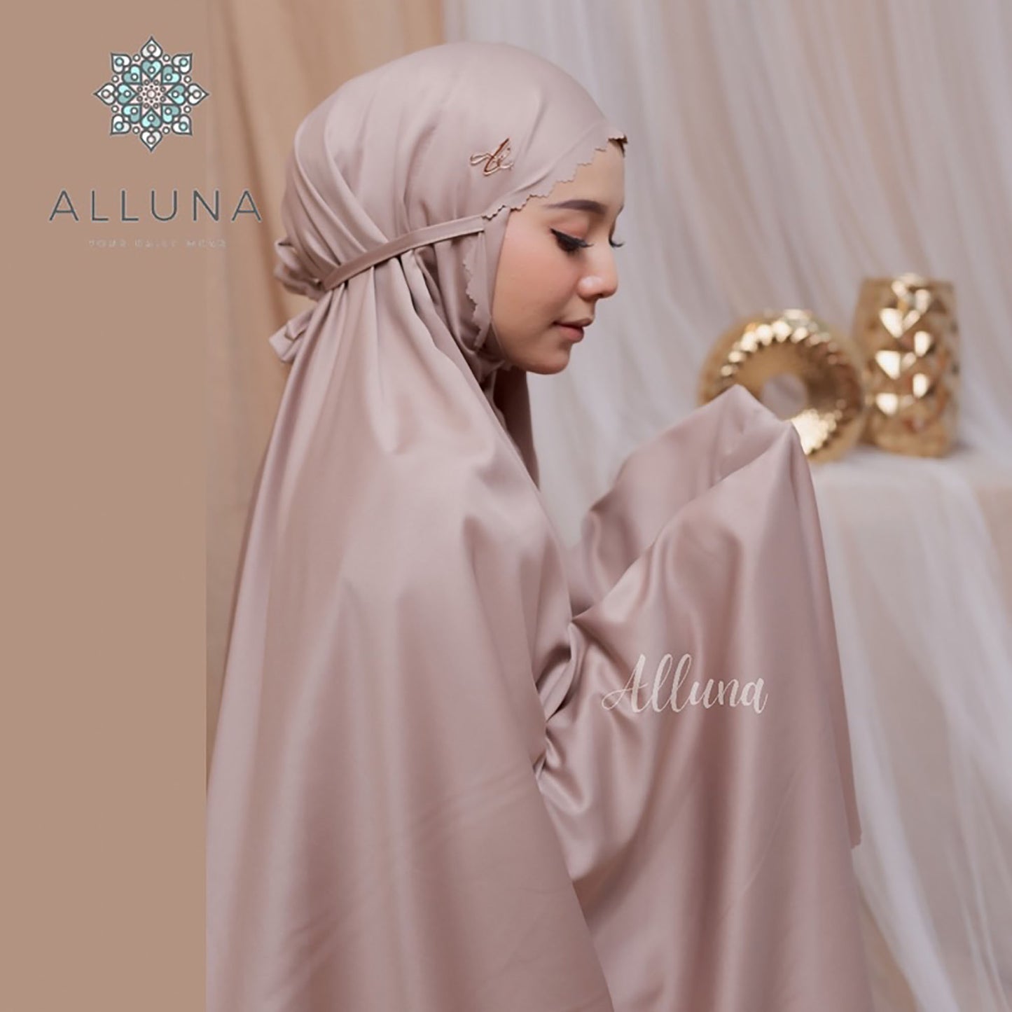 Adult Mukena Daily Alluna Lasercut Nalla Muslim Prayer Dress