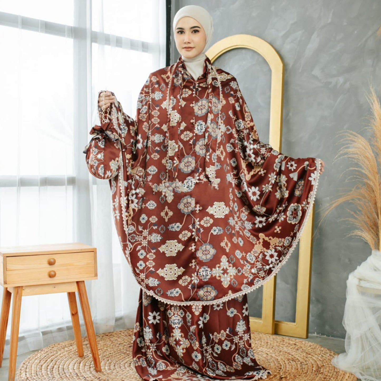 Ayzara Hanum 3-in-1 Premium Silk Adult Prayer Set with Luxury Motif