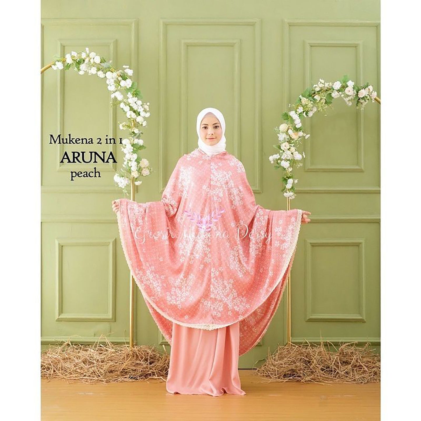 Adult Mukena Aruna 2 in 1 Premium Rayon Muslim Prayer Dress