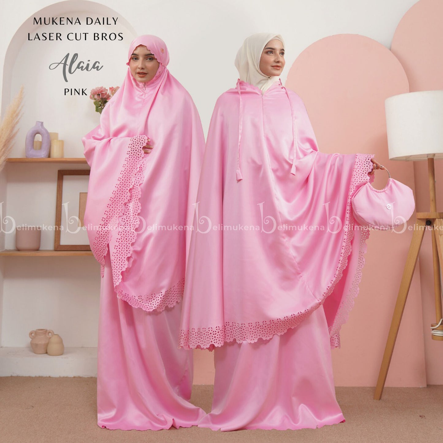 Alaia Mukena Adult Silky Daily Laser Cut Bros 2in1 Muslim Prayer Dress