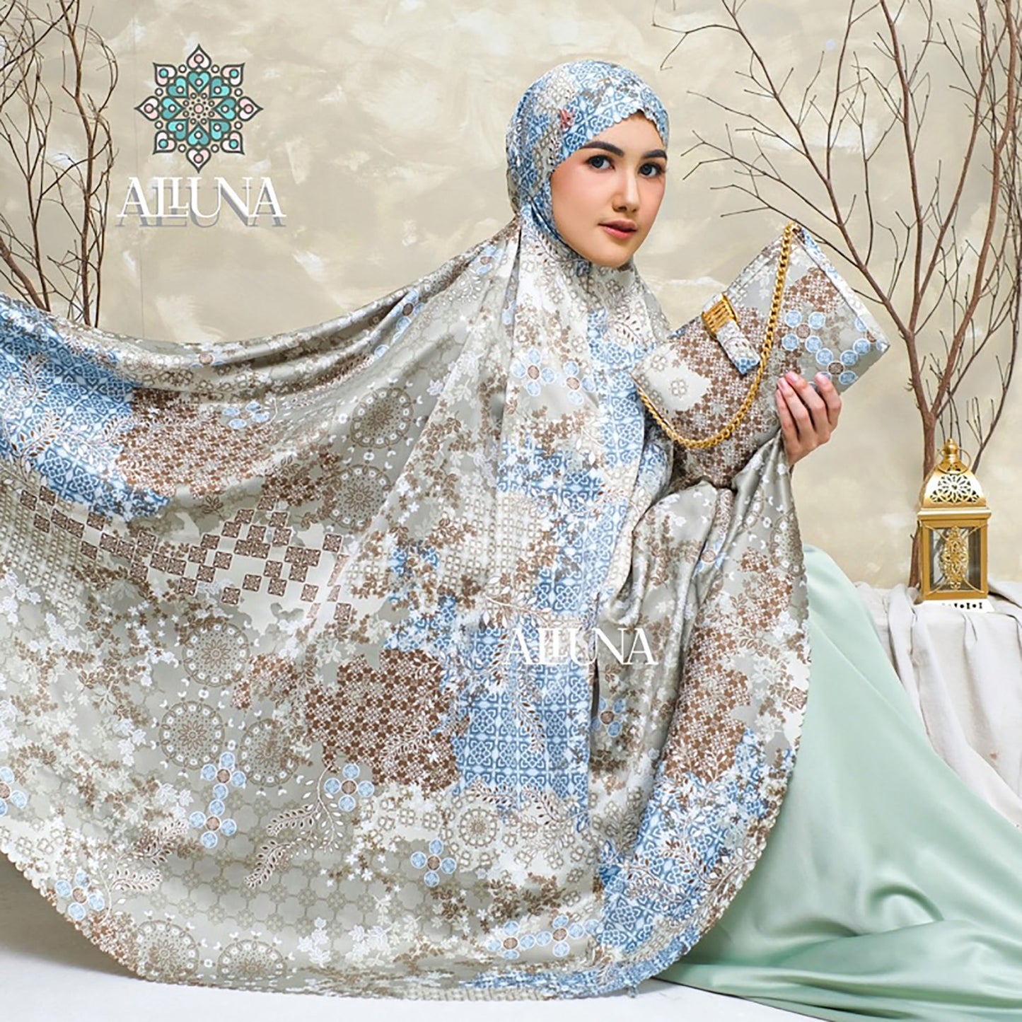 Adult Mukena Motif 3in1 Silk Luxurious Lafaya Series Muslim Prayer Dress
